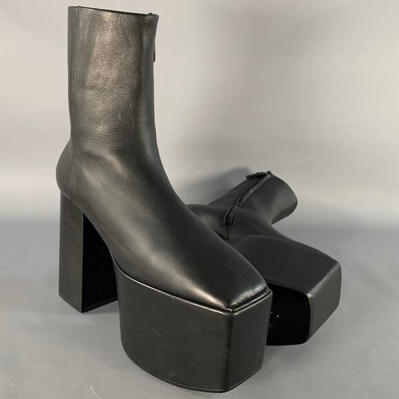 BALENCIAGA FW16 Runway Size 9 Black Leather Ankle Calf High Platform Boots - Picture 6 of 6